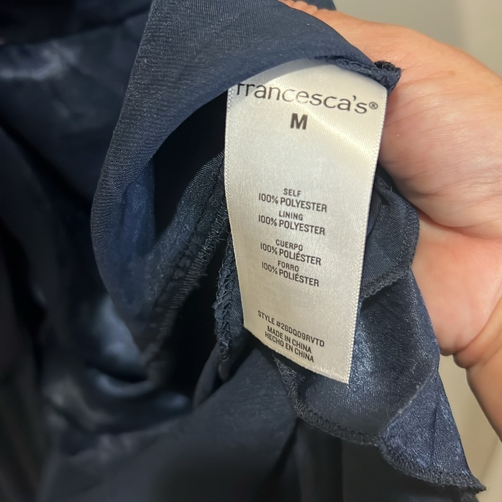 Silk Dress Margot Satin Wrap Navy Blue Party Audrey Soft Francesca’s Holiday - Picture 6 of 15